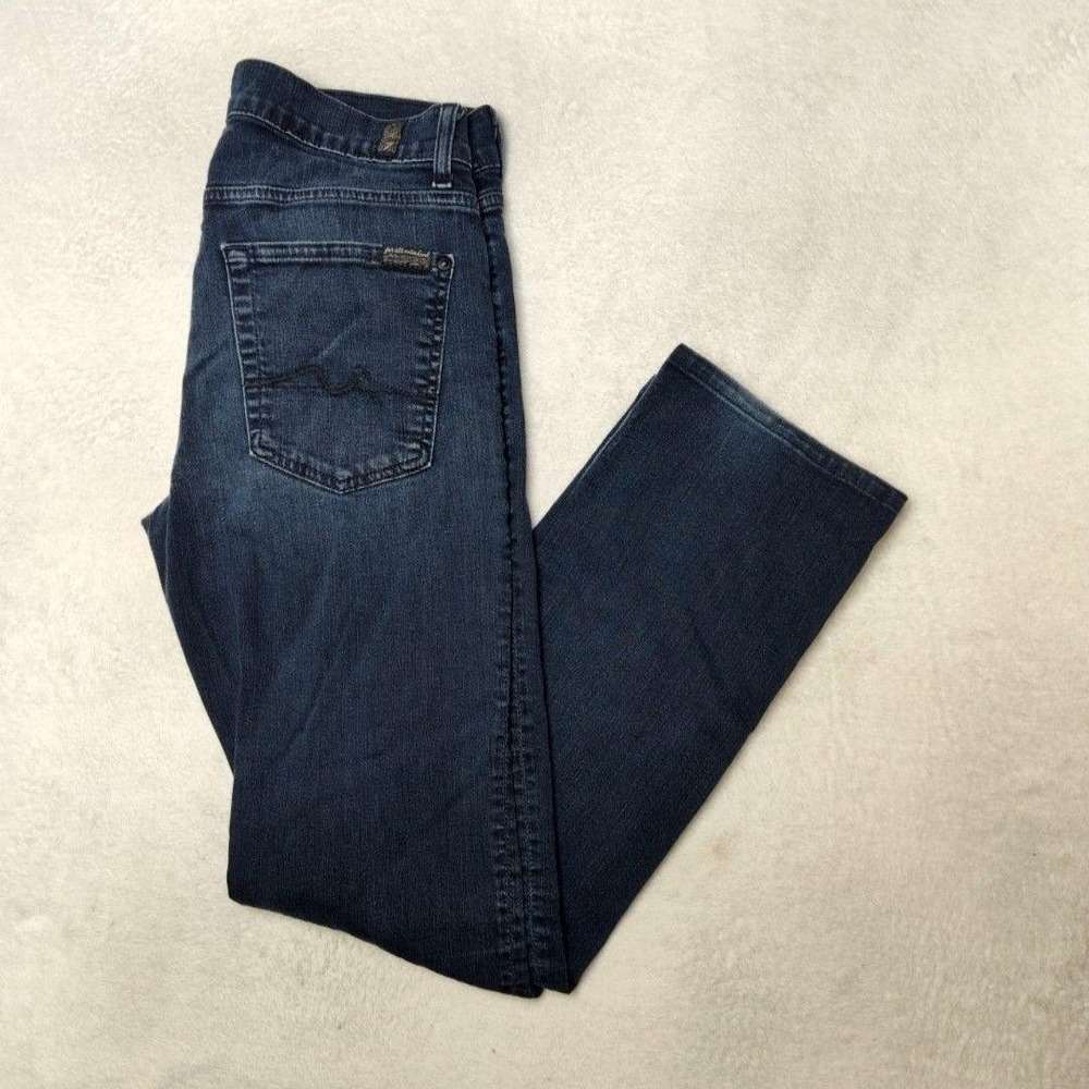 7 For All Mankind Jeans Mens 31x32 Blue Slim Skinny Slimmy Stretch Denim Dark